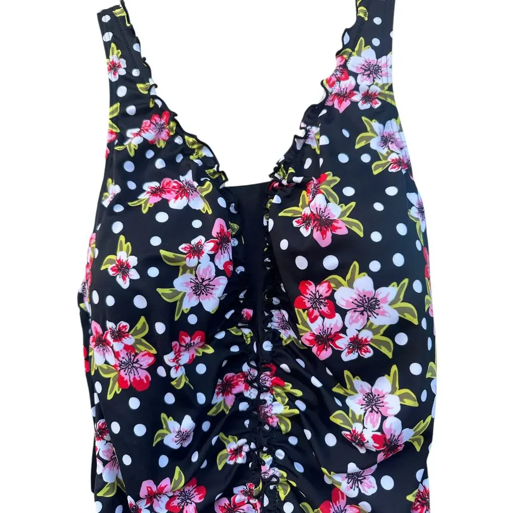 Lascana Venus Black Floral Print Swim Suit – New with Tags – Size 12